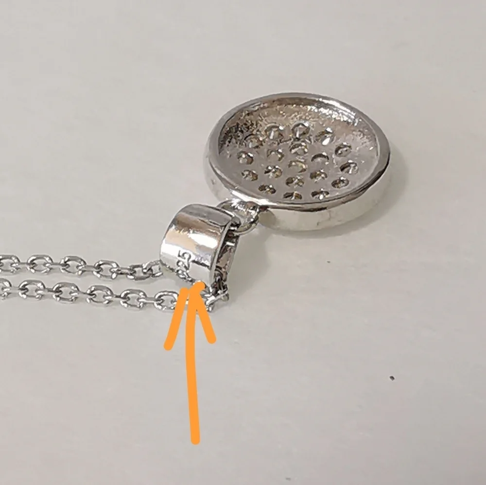 NWT Sterling silver pave cz disc pendant necklace - Picture 3 of 6